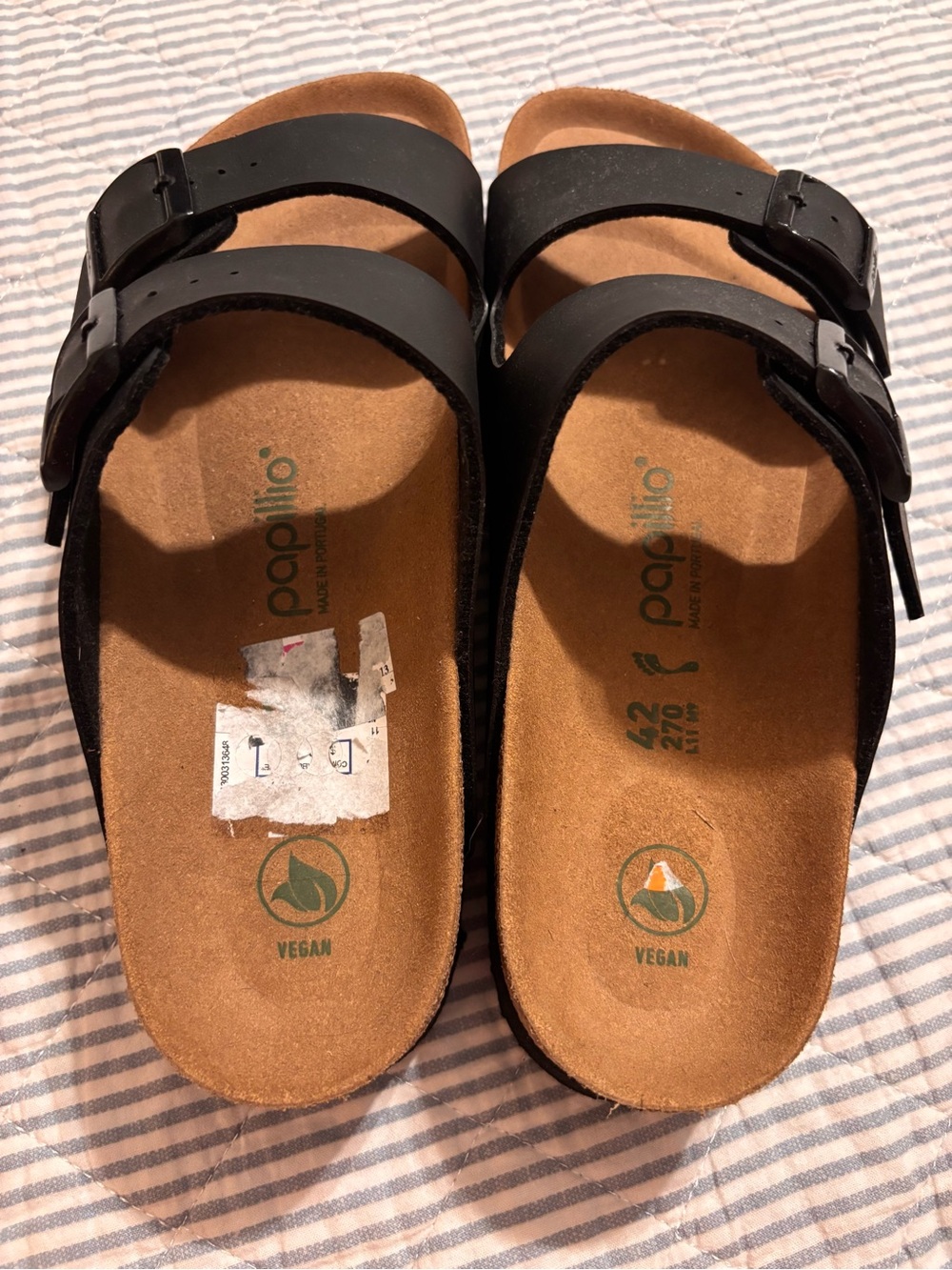 BIRKS/PAPILLio Black Vegan Double-Buckle Slide Sandals
